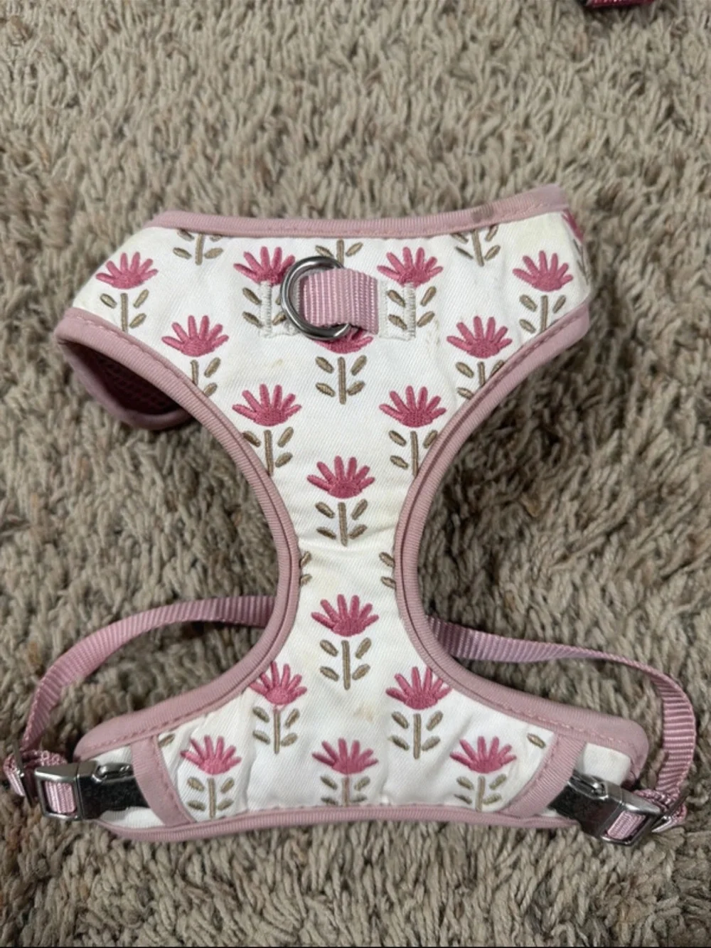 Pink Floral Soft Padded Pet Harness XS